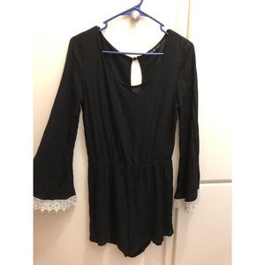 Black Bell-sleeved romper